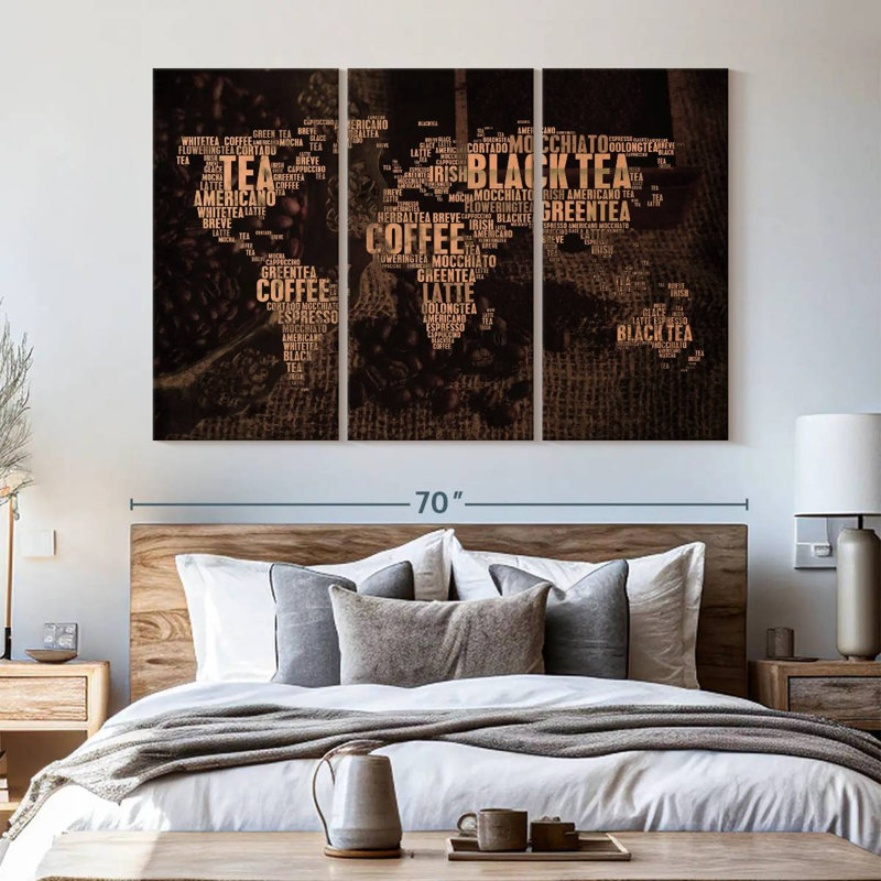 «Tea Coffee World Map», reproduction sur toile, H 42 po x l 65 po x 1,25 po