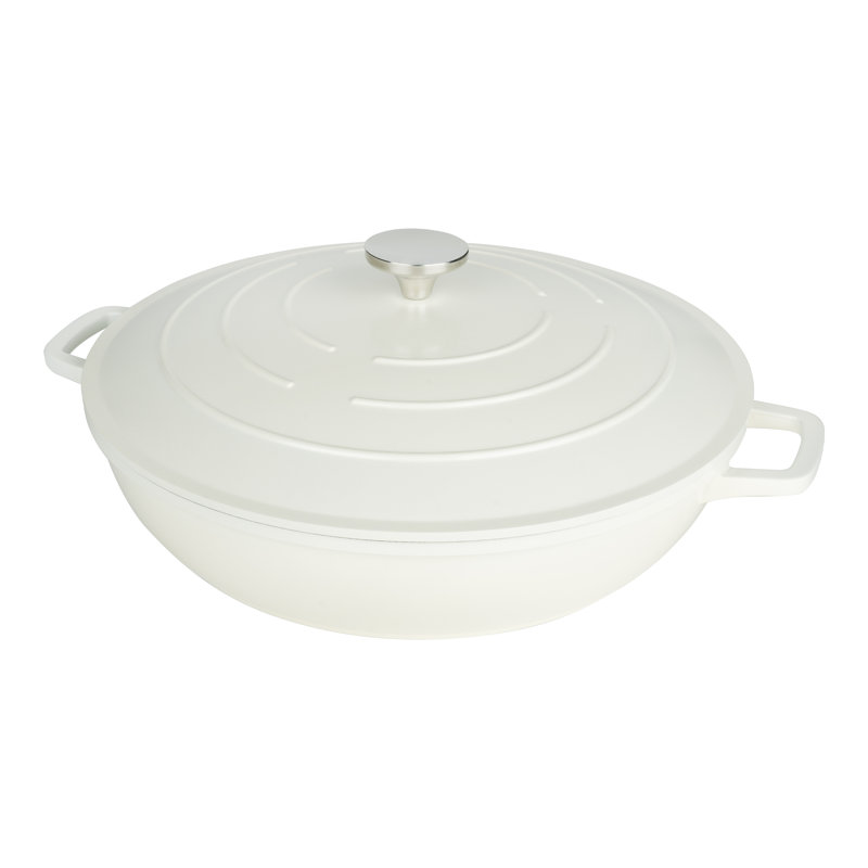 Grunwerg Commichef Non-Stick Cast Aluminum Round Dutch Oven, 6l, Cream, 32cm