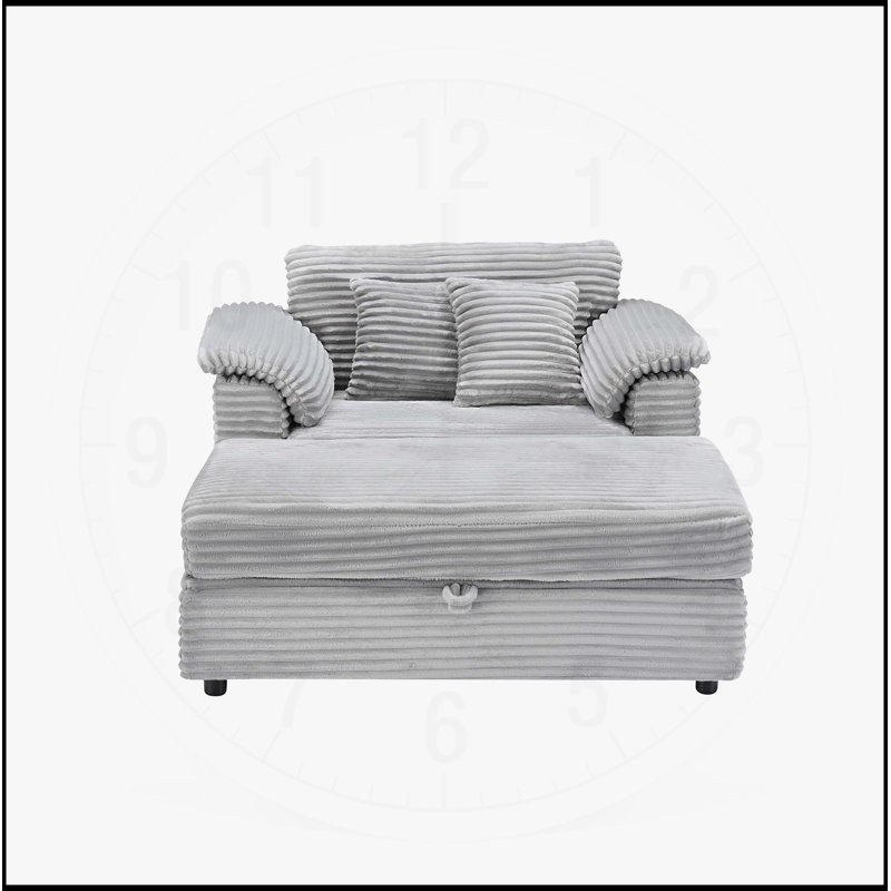Ensemble de fauteuil et tabouret de rangement en velours côtelé de 47,24 pouces avec ports USB pour une assise et une organisation confortables