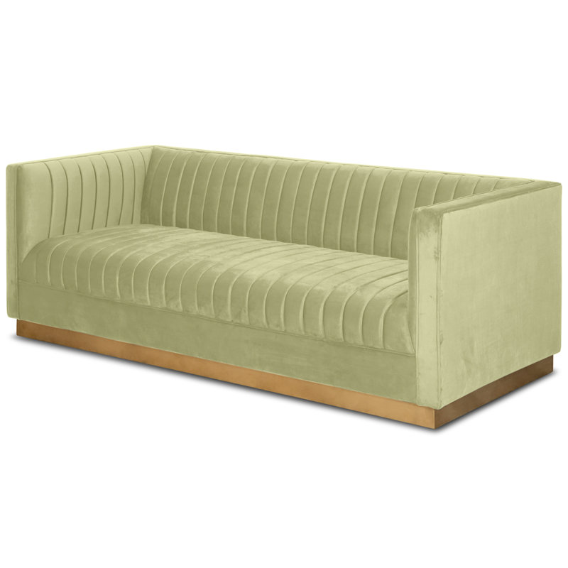 Dunigan 83'' Velvet Sofa, Light Green