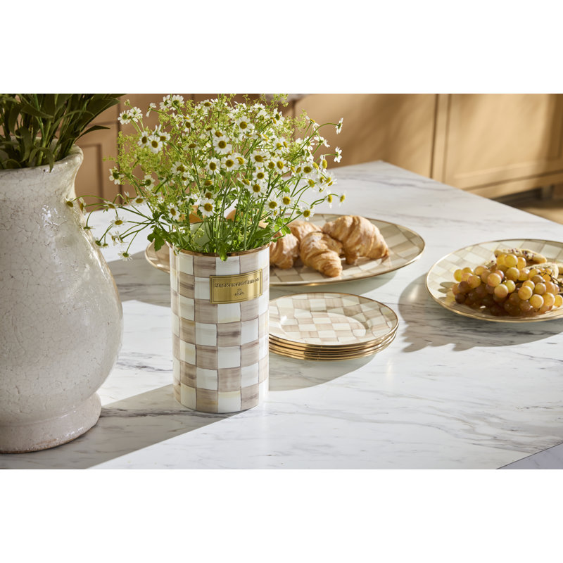 Mocha Check Oval Platter, 0.75" H x 19" L x 14.25" W