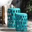 Tables d'appoint mat sarcelle - fer, design, poids léger, meubles de patio, 2 fauteuils en fer pour le style, objets légers,
