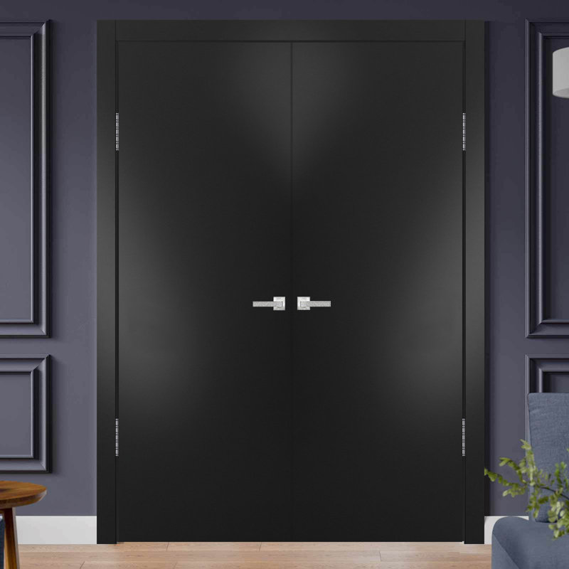 Portes françaises Planum Flush, 56 po x 80 po, Noir mat