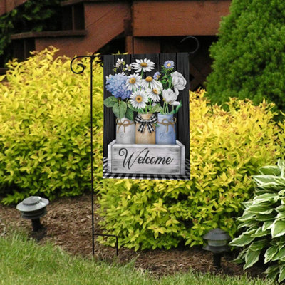 Cras Mason Jars Spring Garden Flag Welcome Daisies Briarwood Lane