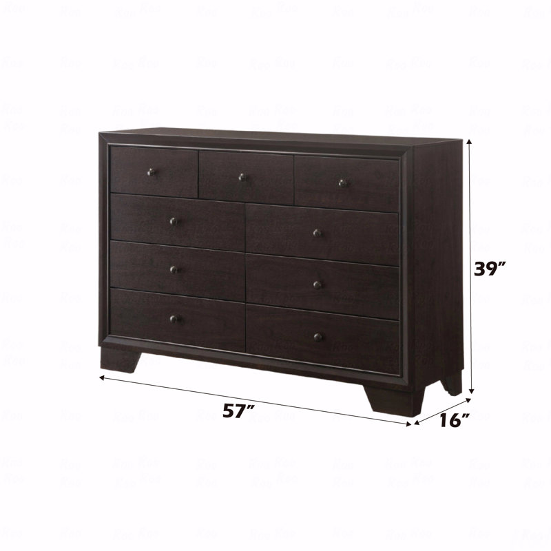 Espresso Dresser with Wooden Bracket Legs