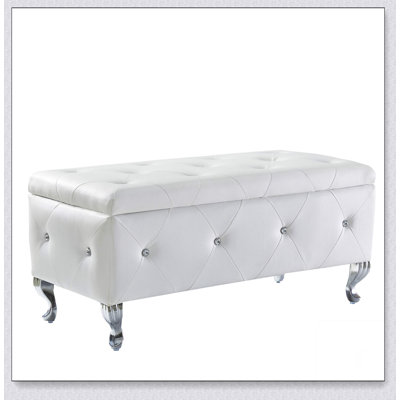 Upholstered Storage Ottoman Bench For Bedroom End Of Bed Faux Leather Rectangular Storage by House of Hampton