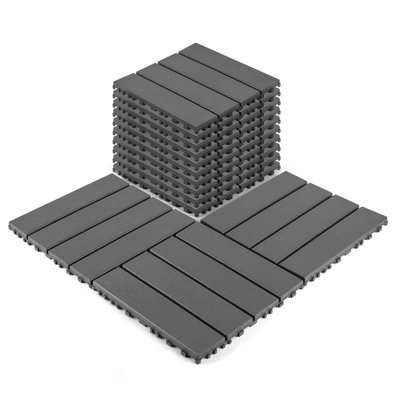 Carreaux de terrasse en plastique emboîtables, 44 paquets de tuiles de terrasse, 12 pouces x 12 pouces imperméables pour une utilisation toutes saisons, tuiles de terrasse pour piscine