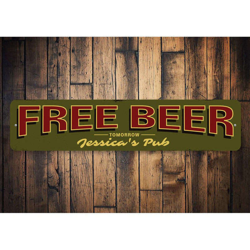 Enseigne en aluminium Free Beer Tom Demain, H 4 po x l 18 po x P 0,04 po