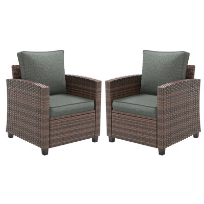 Patio Single Chair With Cushion(Set Of 2)