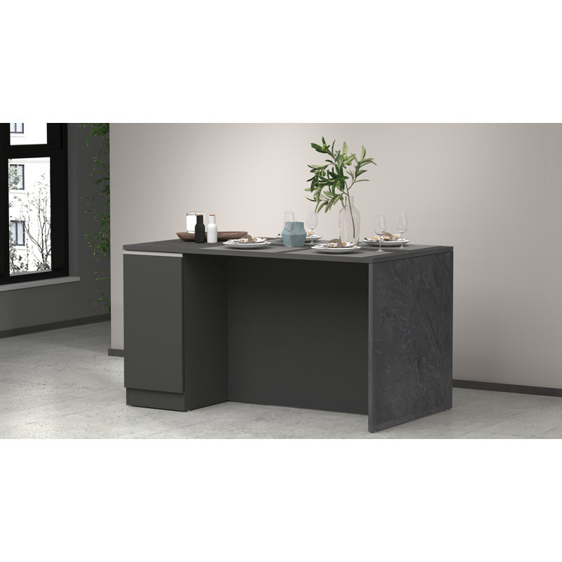 Caymitte Wood Kitchen Island, Anthracite Grey/Grey