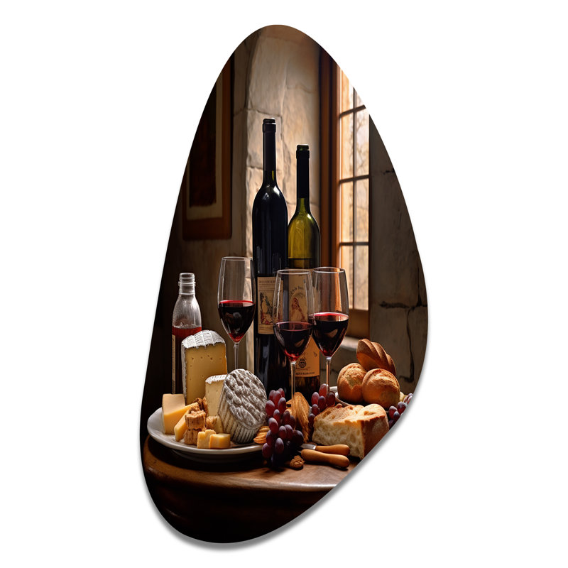 Vin et champagne en forme d'automne, art mural en métal asymétrique, H 31 po x l 17 po