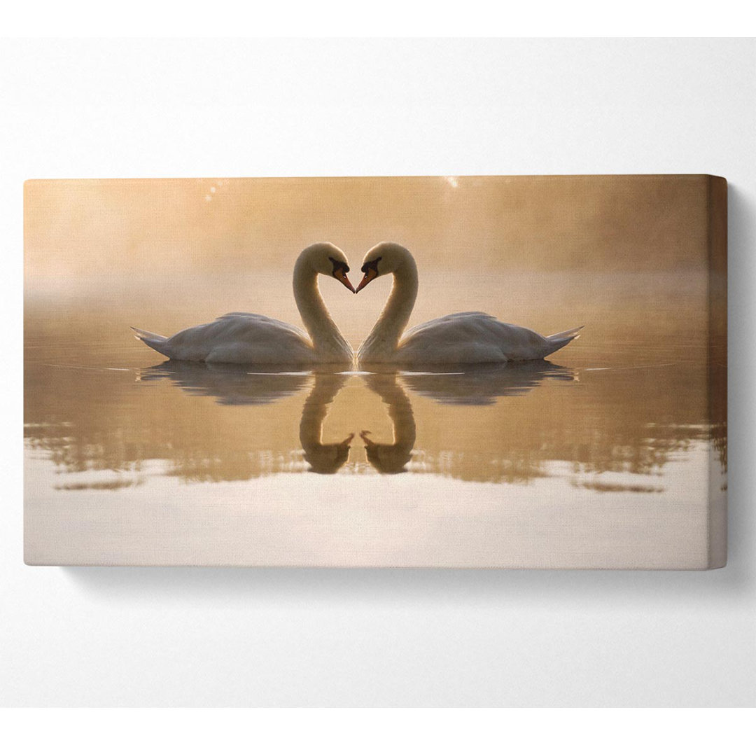 Auttumn Swan Lake Love - Leinwanddrucke auf Leinwand