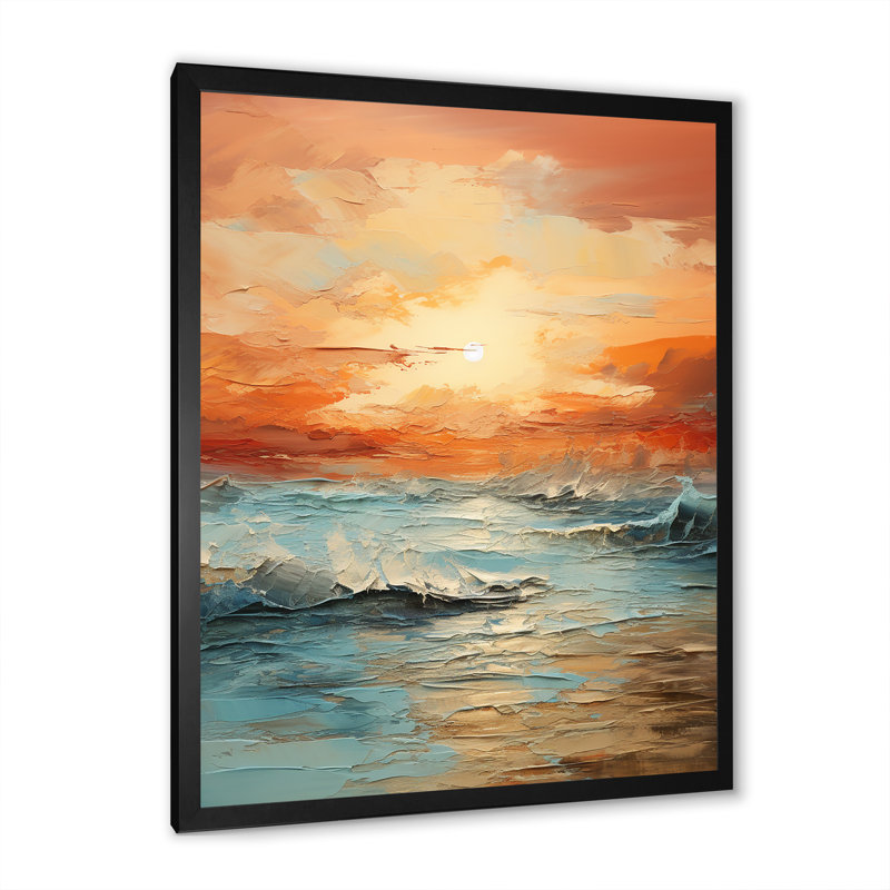 «Bold Beach Sunset Scenery IV», reproduction sur toile, Cadre simple noir, H 20 po x l 12 po x P 1 po