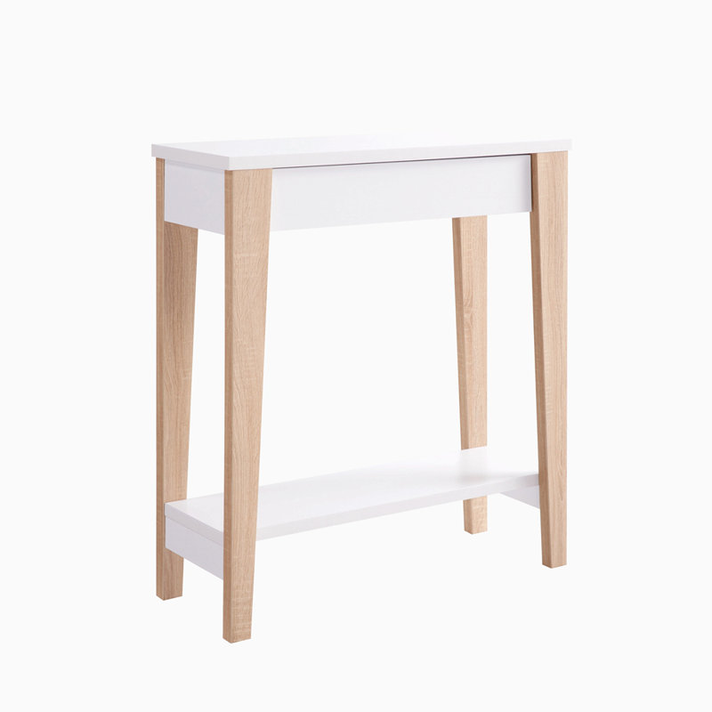 Console moderne à deux tons avec deux tablettes - blanc et brun clair