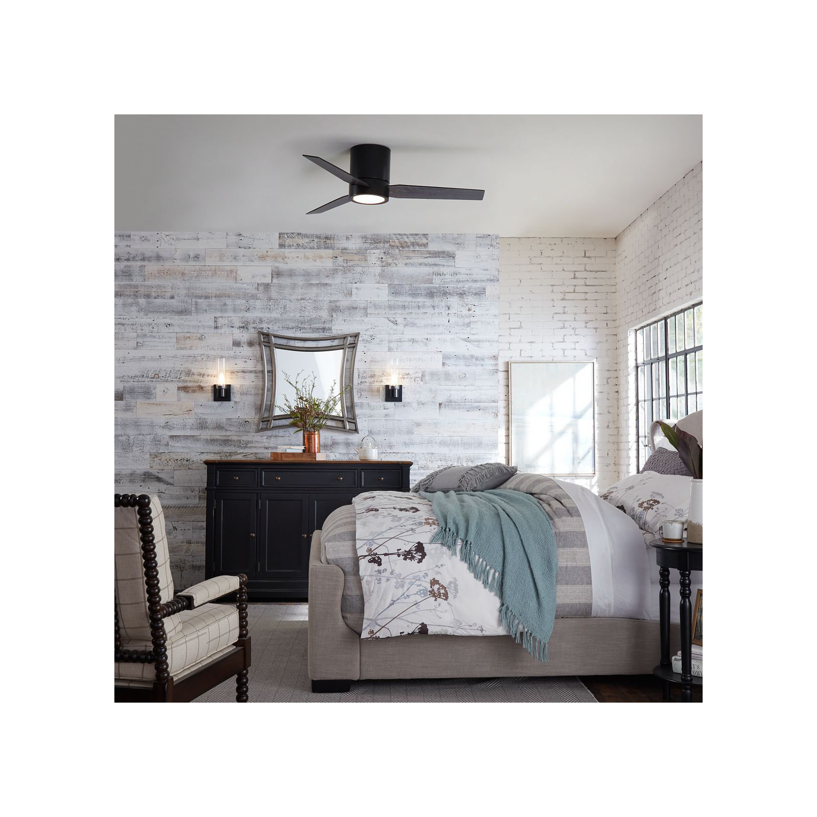 Reyka 44'' 3 Blade Ceiling Fan with LED Light Kit, Black