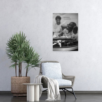 Vinyl_003 Vintage Abstract Wall Art Print 1 Piece Wrapped Canvas Wall Art