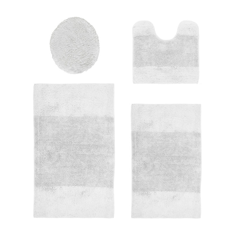 Granada Premium 100% Cotton 2155 GSM 4-Piece Bath Rug Set, OEKO-TEX® Certified, Non-Slip Spray Latex Backing, Plush Tufted, Super Absorbent, Machine Washable Bathroom Rugs for Bathroom, Shower, Tub & Vanity, White