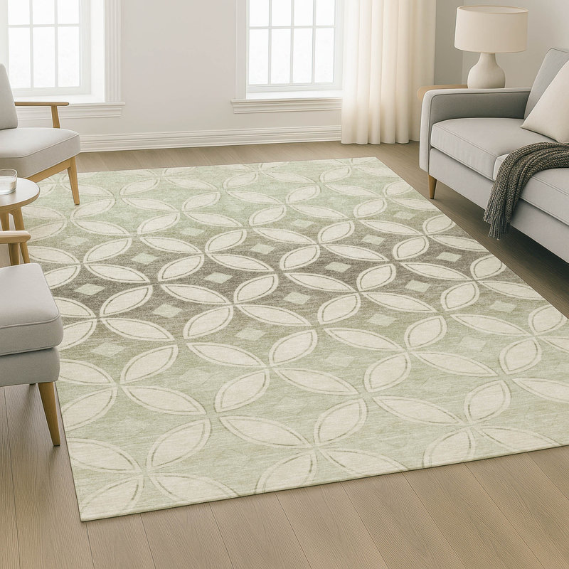 Premium Machine Washable Mayfield AMF2423 Geometric Rug, 8' x 10', Beige