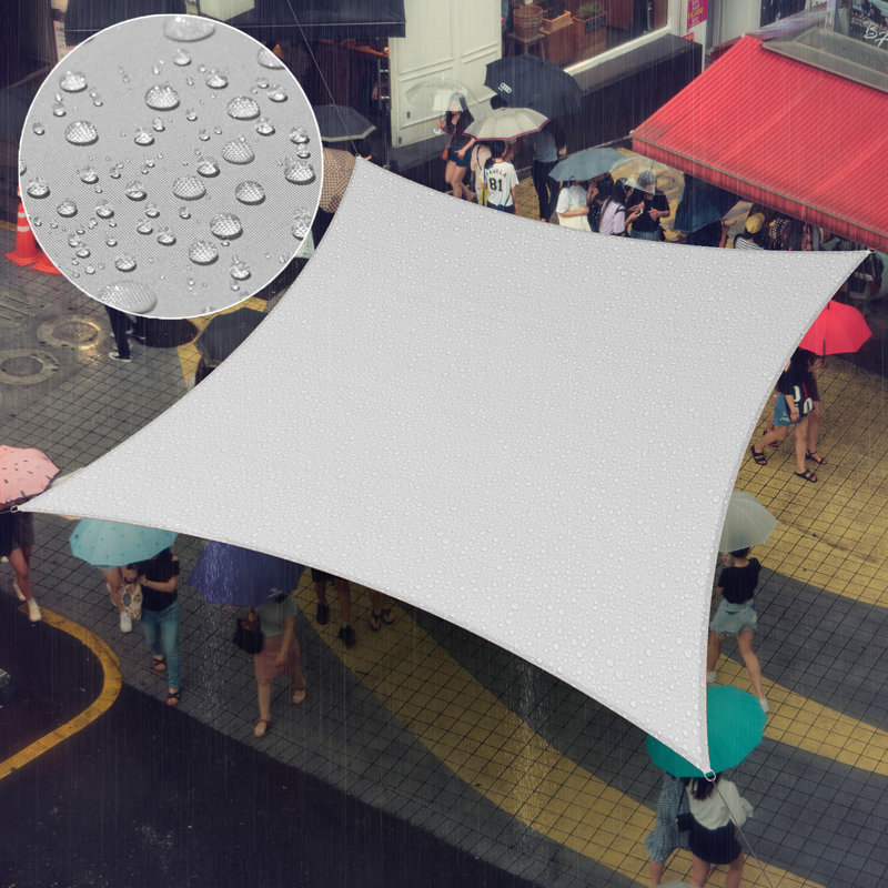 Royal Shade Rectangle Waterproof Shade Sail With Rope, 10 ft W x 10 ft D, Gray