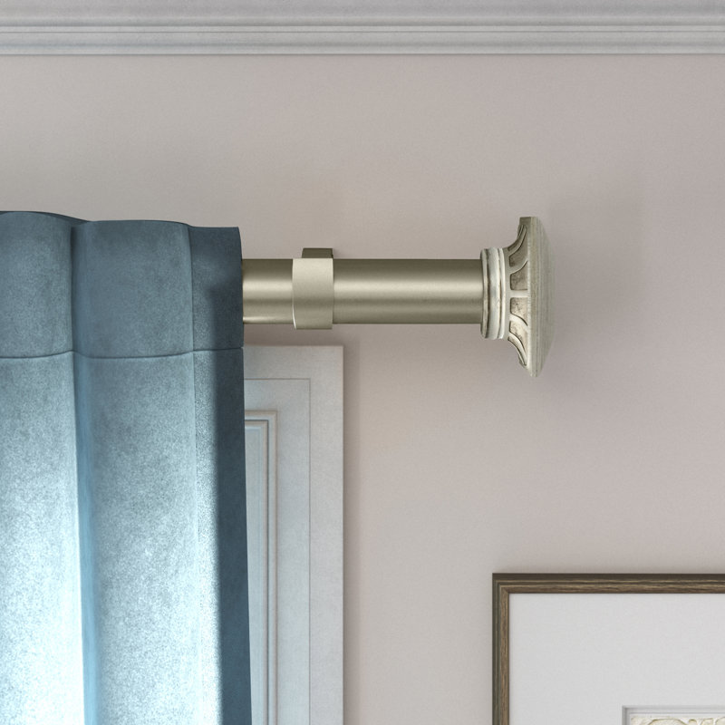 Tringle à rideaux simple réglable 1 po Zambrana, H 1 po x l 48 po x P 7 po, Étain