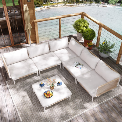 Canapé modulaire de patio pour 6 personnes avec coussins Imir
