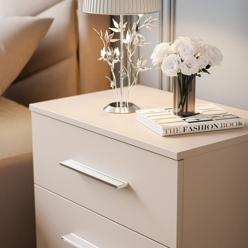 Oesch Bedside Table, Cashmere/silver