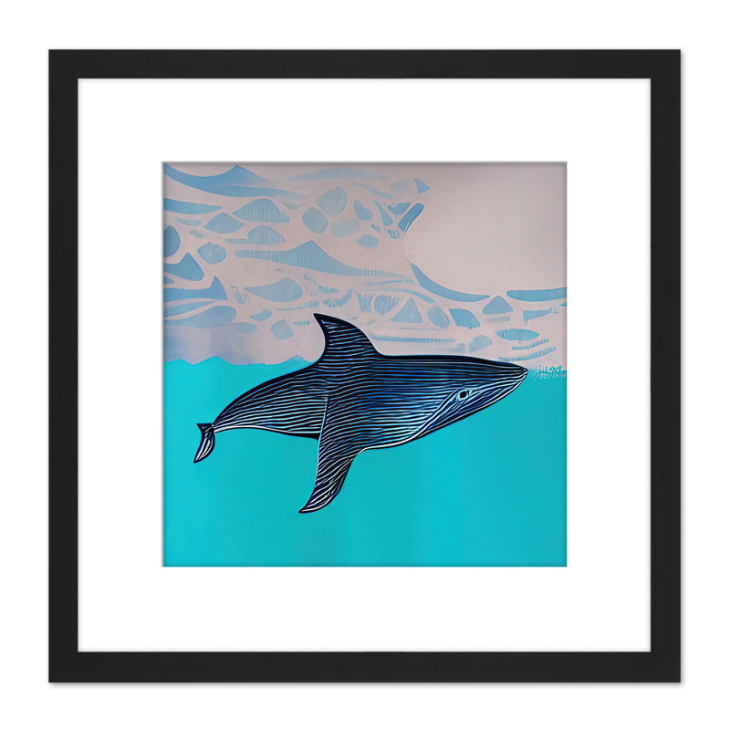 Blue Whale Peaceful Ocean Watercolour - Single Picture Frame Print