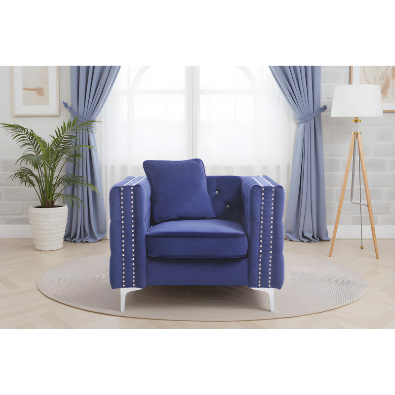 Chaise en velours Lyon, Velours bleu