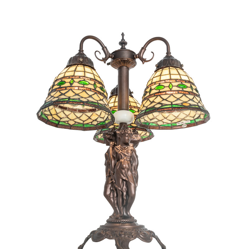 Lampe de table romaine 3 lumières 23 "Tiffany