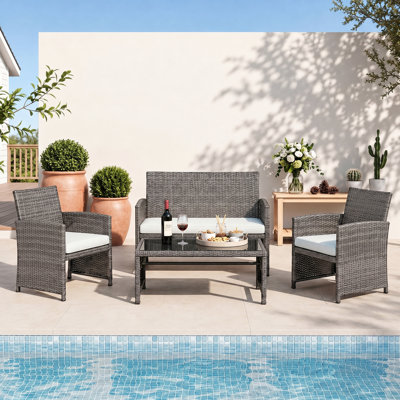 Arquit 4 - Person Outdoor Patio Conversation Set with Cushions