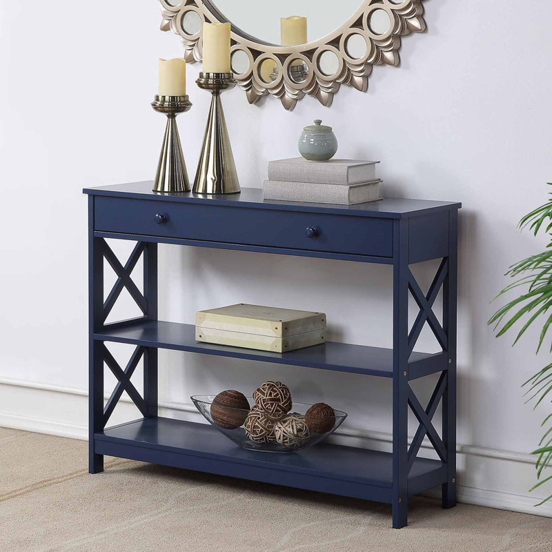 Aafko 39.5" Console Table, Barnwood/Black, 31.5" H x 39.5" W x 12" D