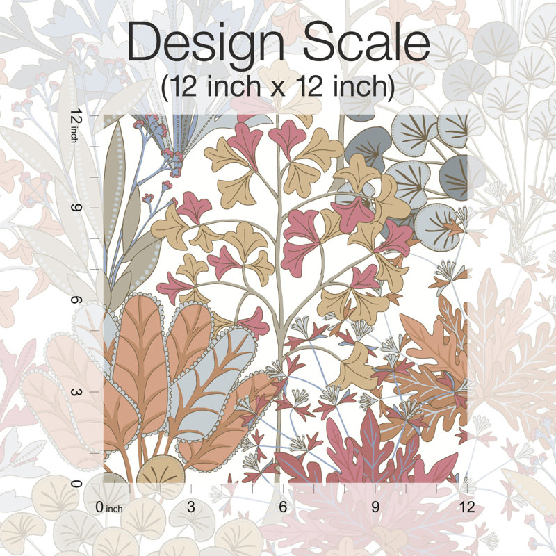 Floral Wallpaper Roll, Coral