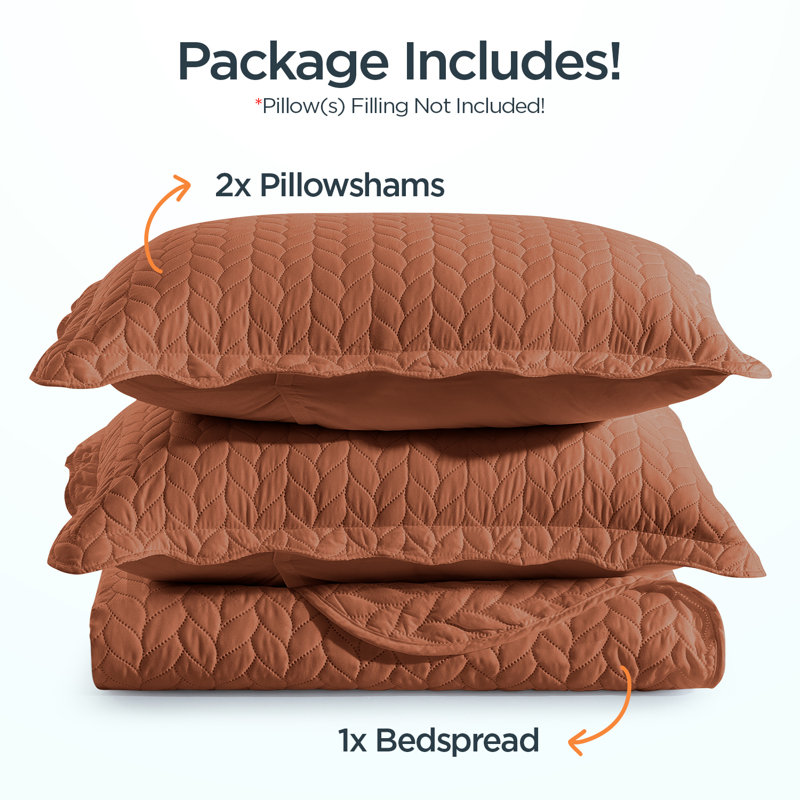 Ensemble d'édredon léger en microfibre avec taies décoratives Oxford, Rust, Édredon pour grand lit + 2 taies décoratives