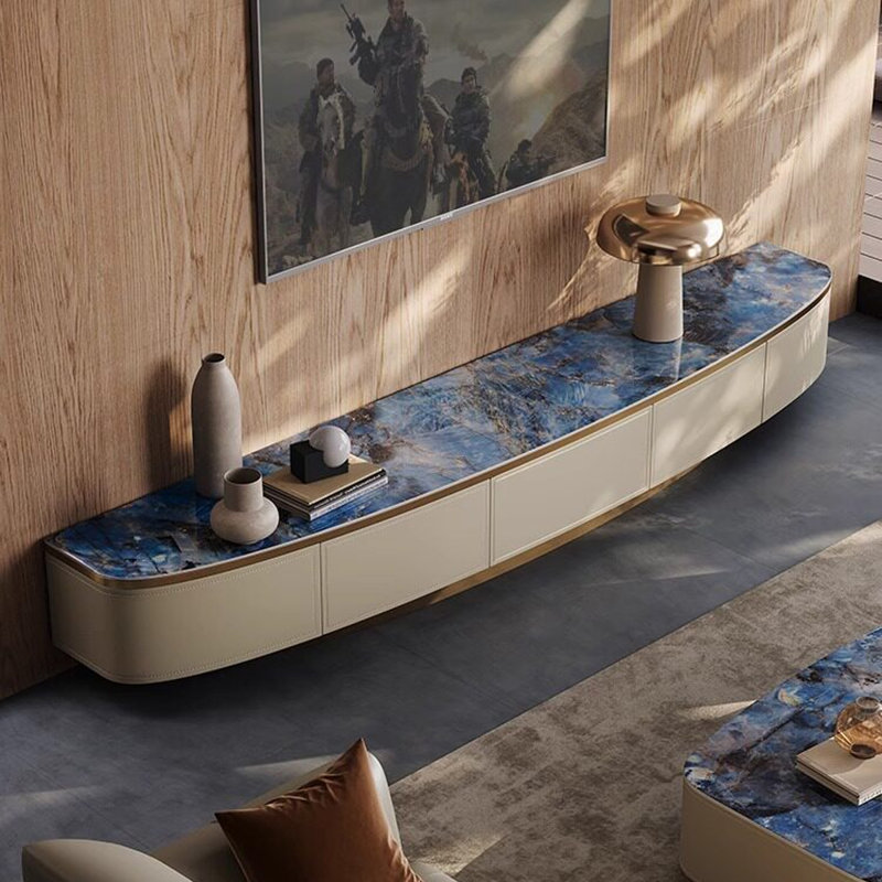 Meuble télé en bois manufacturé rétro, Bleu foncé, 78.74