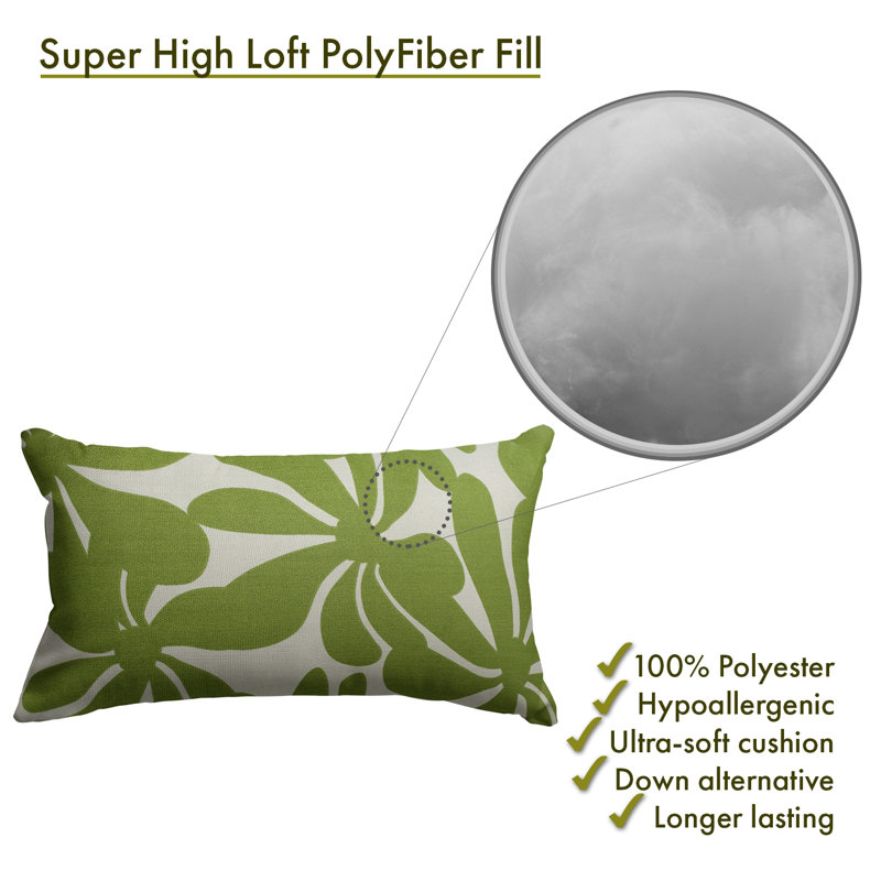 Sage and White Floral Indoor Outdoor Rectangular Pillow