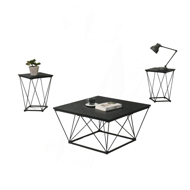 Ensemble de tables 3 pièces de style contemporain 1 table basse 2 tables de bout 2 X