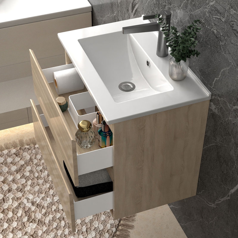 600mm Single Bathroom Vanity with Integrated Ceramic Basin