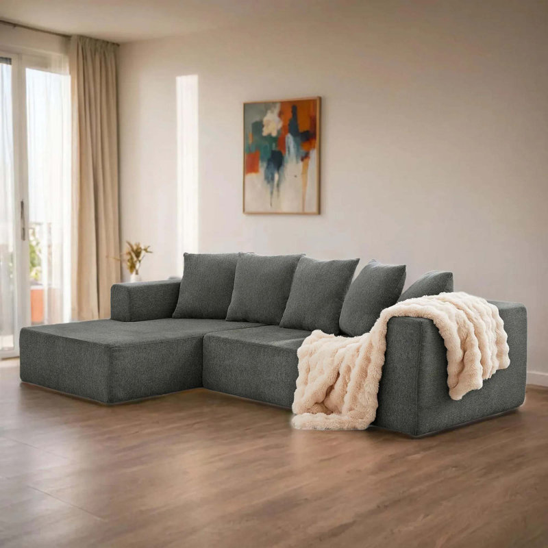 Canapé modulaire rembourré 104 po Jandorin, Gris chenille, Orienté à gauche (vu de face)
