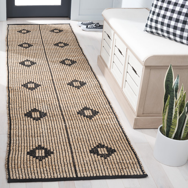 Kornelis natural fiber flatwoven jute rug, Tapis de couloir 2 pi 3 po x 9 pi