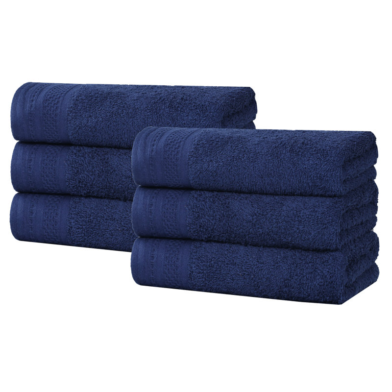 Essuie-mains mi-longs en coton gaufré texturé Honeycomb, Pivoine bleu marine