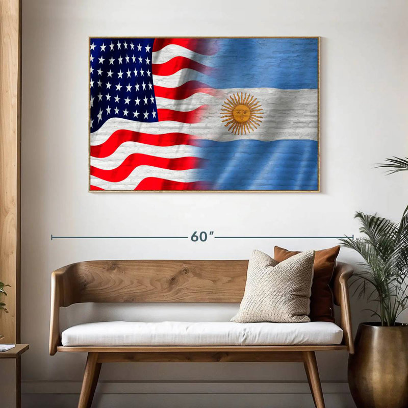 États-Unis et l'Argentine Molesley, Cadre flottant en bois naturel, 46 po x 31 po