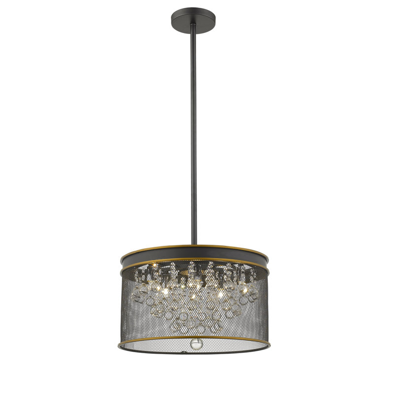 Modern 6 Light Crystal Drum Pendant