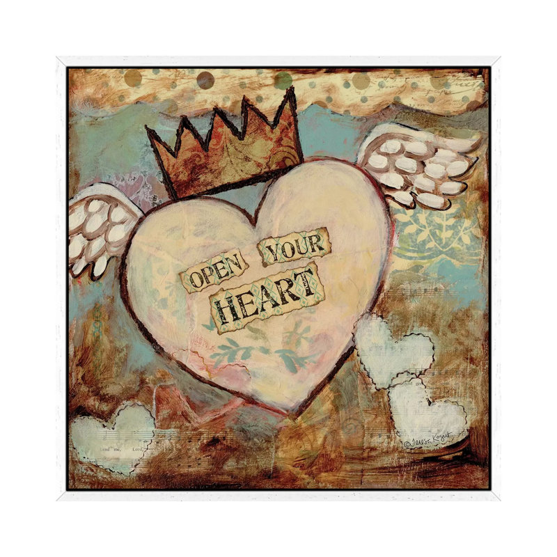 Open Your Heart 1 Piece Wall Art on Canvas, 66.04cm H x 66.04cm W x 3.81cm D, White Floater Framed