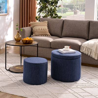 Dark Blue & Table With Storage And Movable Living Room Desk Combination Portable Side