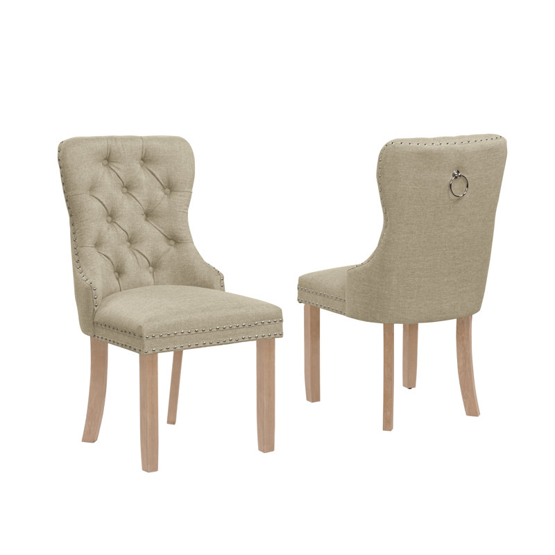 Chaise rembourrée Thame, Naturel, Mélange de lin beige