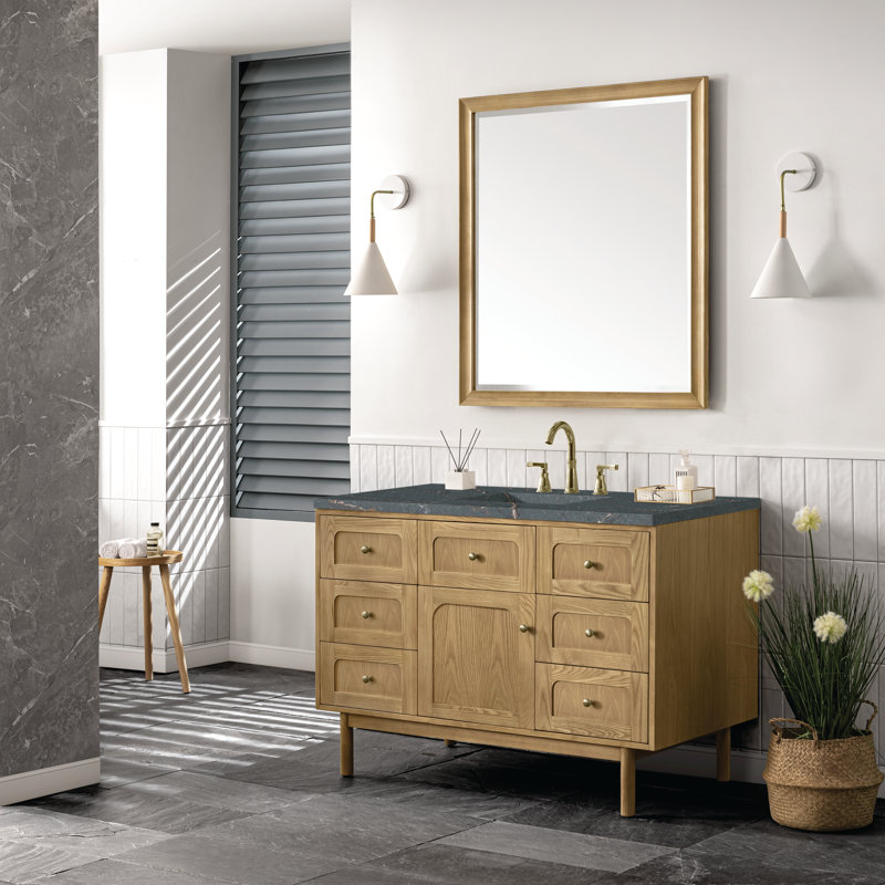 Laurent 48'' W Single Vanity, Parisien Bleu, 8" Widespread, Honey Brown