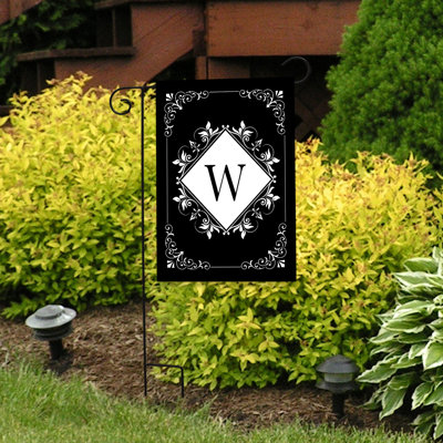 Black And White Monogram W Garden Flag