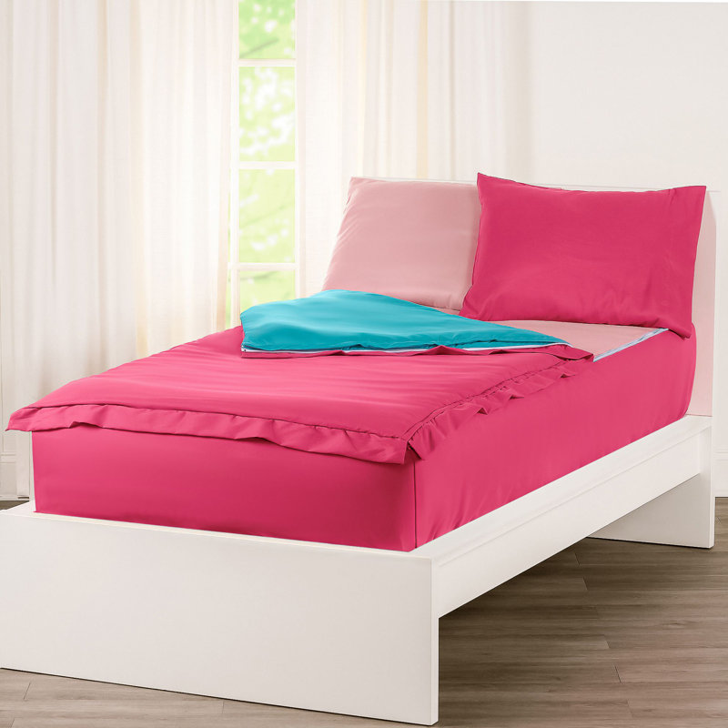  Bunkie Deluxe All-In-One Zipper Bedding Set, Full / Double, Hot Pink