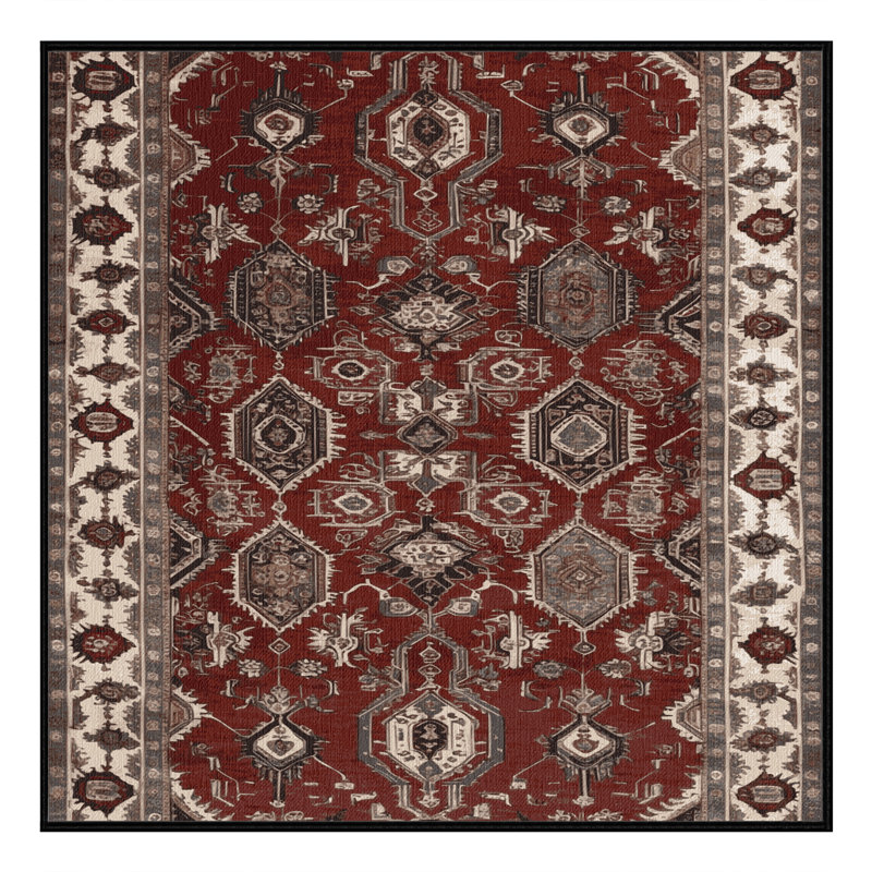 Machine Washable Persian Black Area Rug, Square 3'