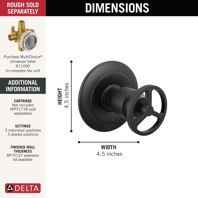 Diverter Trim 6-Setting, Matte Black